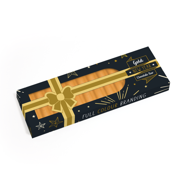 Party Time – Eco 12 Baton Bar Box – Gold Chocolate Bar – Present Box – 32% Cocoa